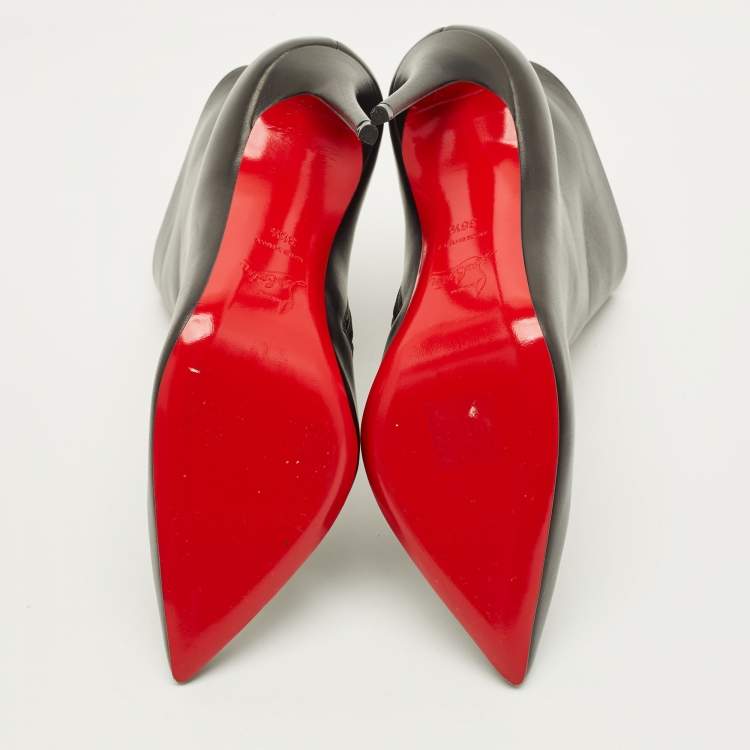 Pre Owned Christian Louboutin So Kate Size 36.5 Black Leather Ankle Length Boots