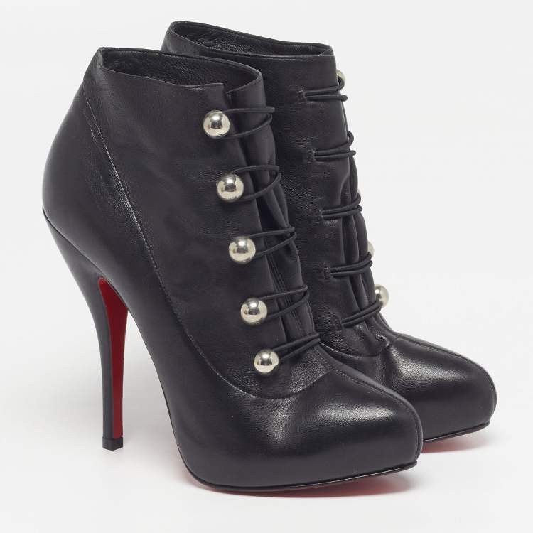 Pre Owned Christian Louboutin Ron Fifi Size 36 Black Leather Booties