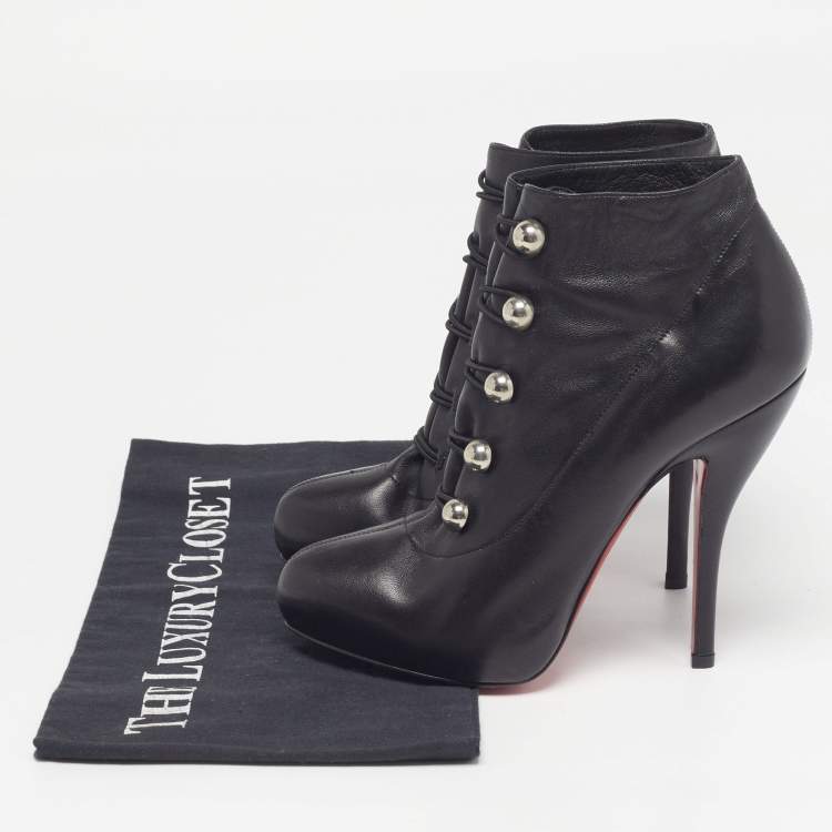 Pre Owned Christian Louboutin Ron Fifi Size 36 Black Leather Booties