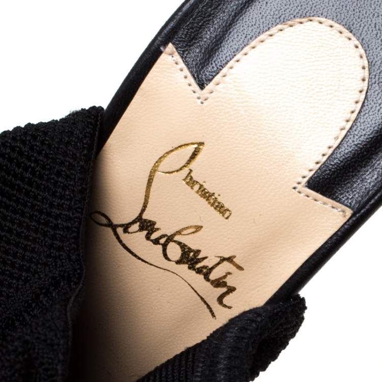 مملوكة مسبقًا Christian Louboutin Black Knit Fabric Cheminetta Sock Thigh High Boots Size 37