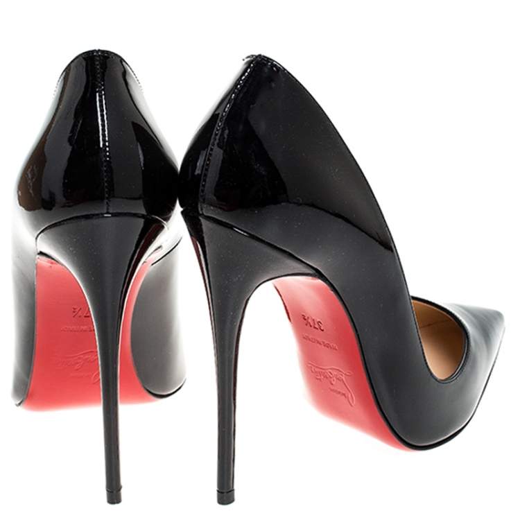 Pre Owned Christian Louboutin Black Patent Leather So Kate Pointed Toe Pumps Size 37.5