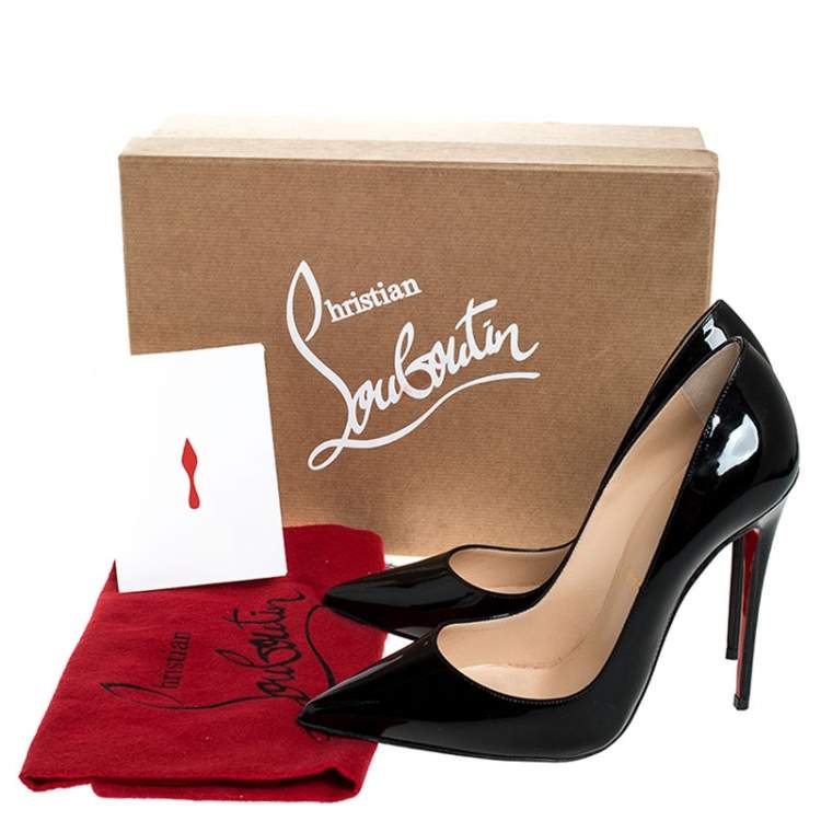 Pre Owned Christian Louboutin Black Patent Leather So Kate Pointed Toe Pumps Size 37.5