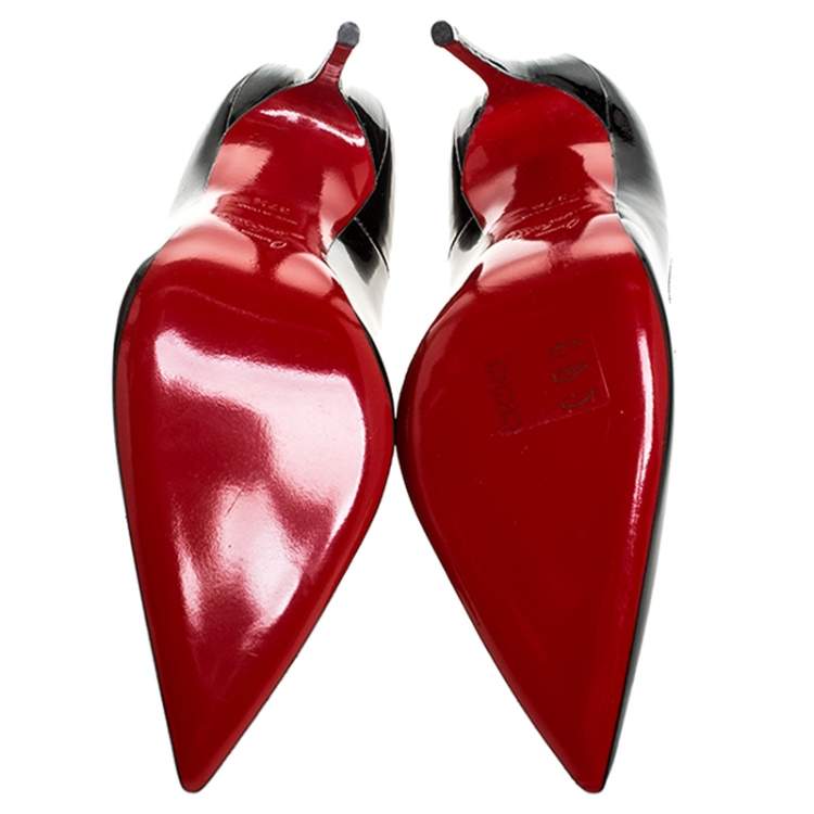 Pre Owned Christian Louboutin Black Patent Leather So Kate Pointed Toe Pumps Size 37.5