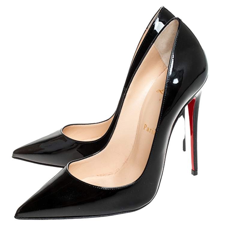 Pre Owned Christian Louboutin Black Patent Leather So Kate Pointed Toe Pumps Size 37.5