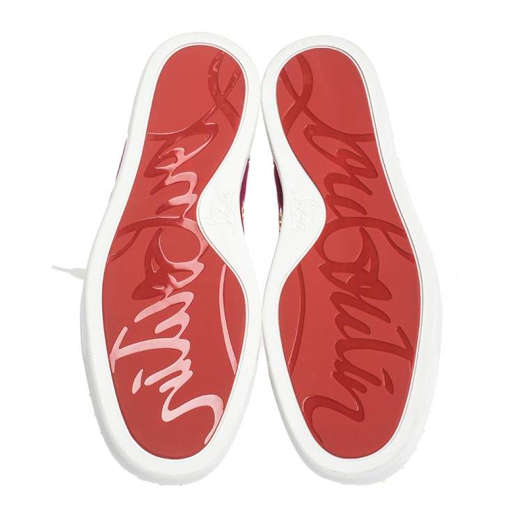 Pre Owned Christian Louboutin Multicolor Suede and Leather Bubble Spikes High-Top Sneakers Size 40
