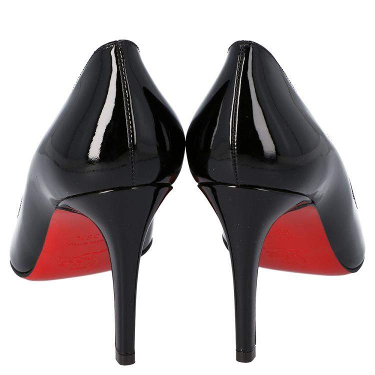 Pre Owned Christian Louboutin Black Patent Leather Pigalle Pointed Toe Pumps Size 37.5