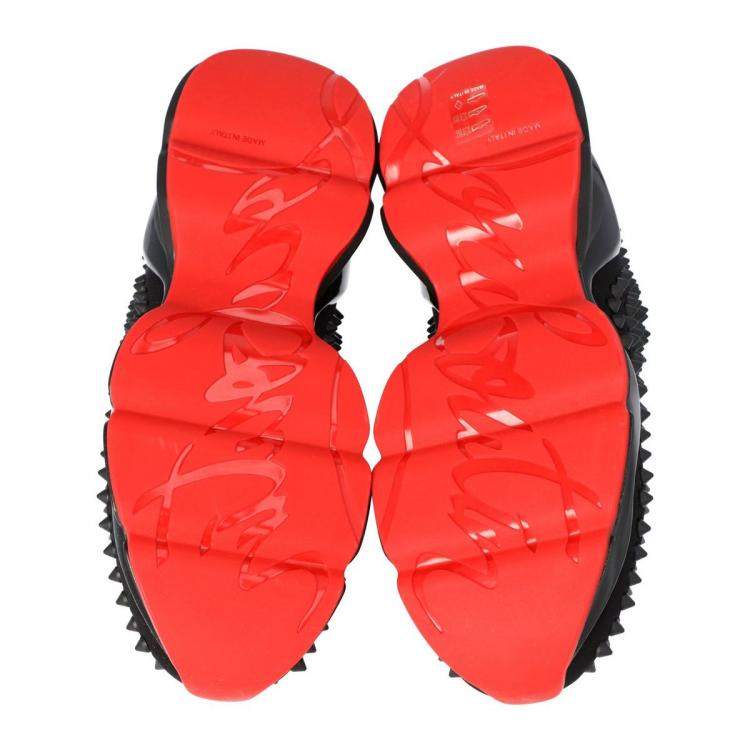 Pre Owned Christian Louboutin Black Spike Sock Slip On Platform Sneakers Size 36