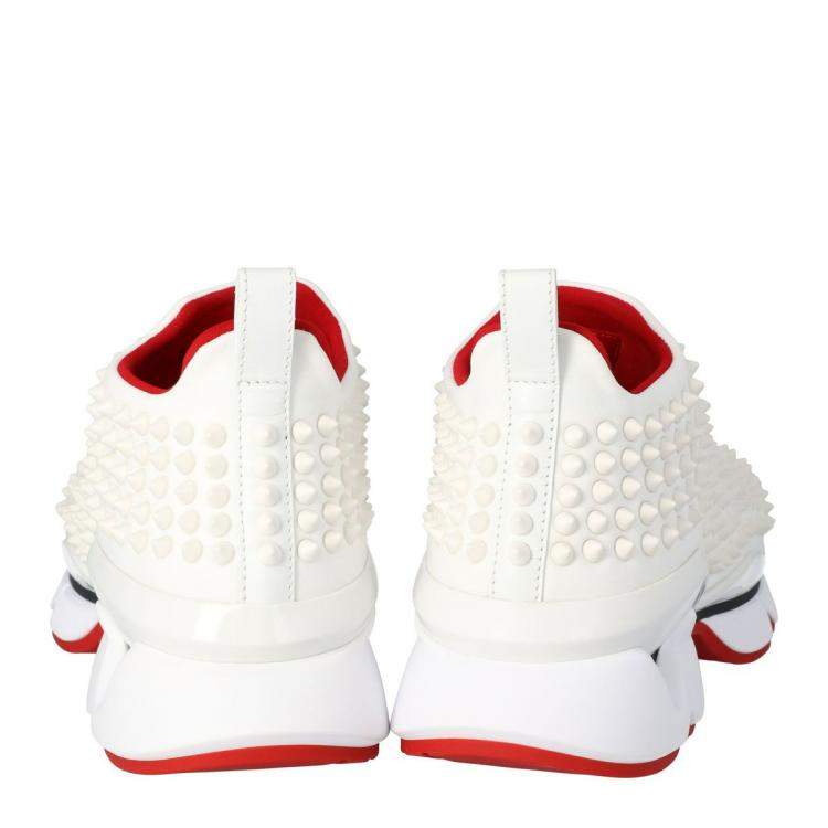 Pre Owned Christian Louboutin White Spike Sock Slip On Platform Sneakers Size 40