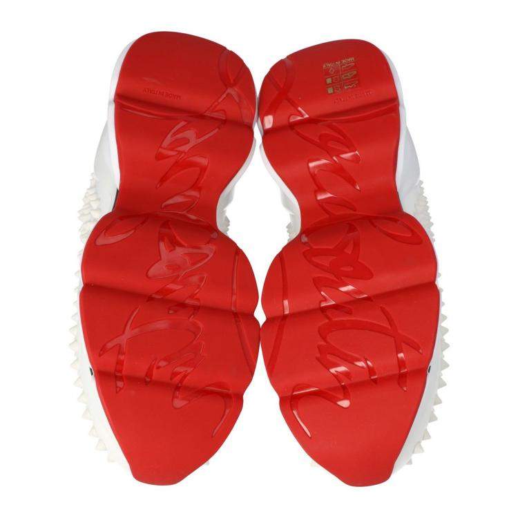 Pre Owned Christian Louboutin White Spike Sock Slip On Platform Sneakers Size 40