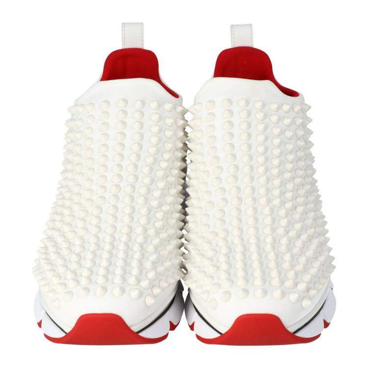 Pre Owned Christian Louboutin White Spike Sock Slip On Platform Sneakers Size 40