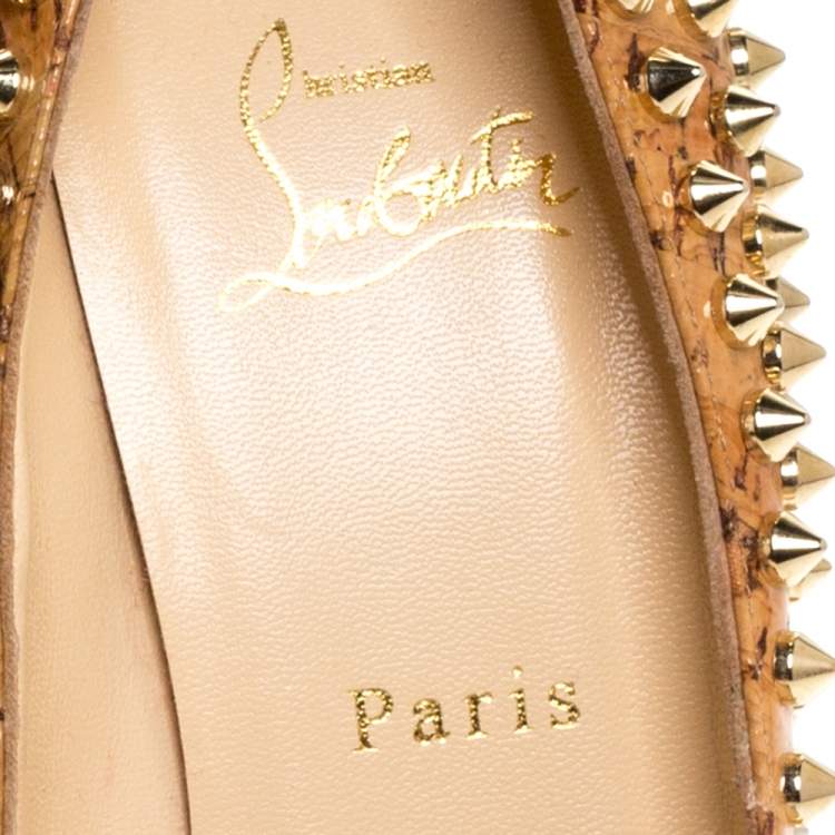 مملوكة مسبقًا Christian Louboutin Beige Patent Leather Cork Alti Spike Platform Pumps Size 40