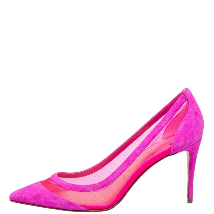 Christian Louboutin Purple Pink Suede And Mesh Galativi Pumps Size