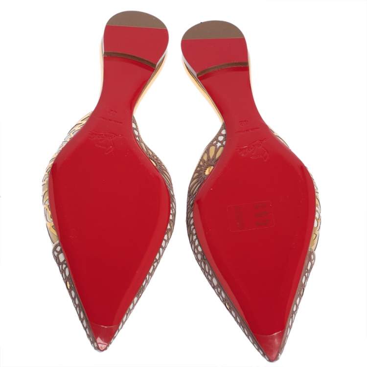 Pre Owned Christian Louboutin Multicolor Laser Cut Leather And Suede Royal Mansour Flat Slipper Size 42
