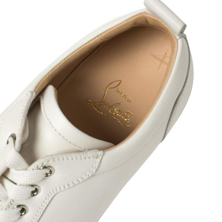 Pre Owned Christian Louboutin White Leather Gondola Strass Low Top Sneakers Size 41