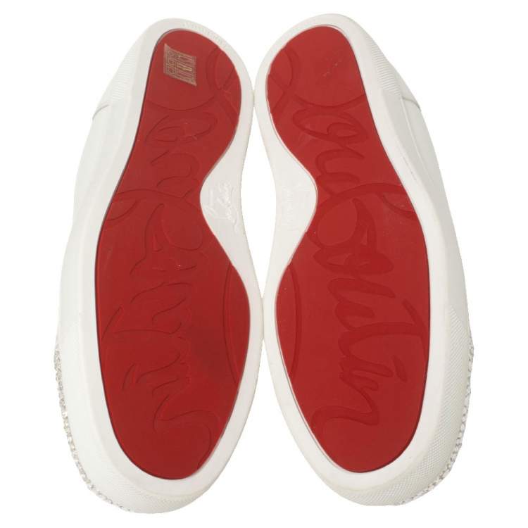 Pre Owned Christian Louboutin White Leather Gondola Strass Low Top Sneakers Size 41