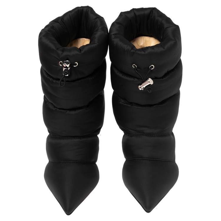 مملوكة مسبقًا Christian Louboutin Black Padded Nylon Astro Puffer Ankle Boots Size 36