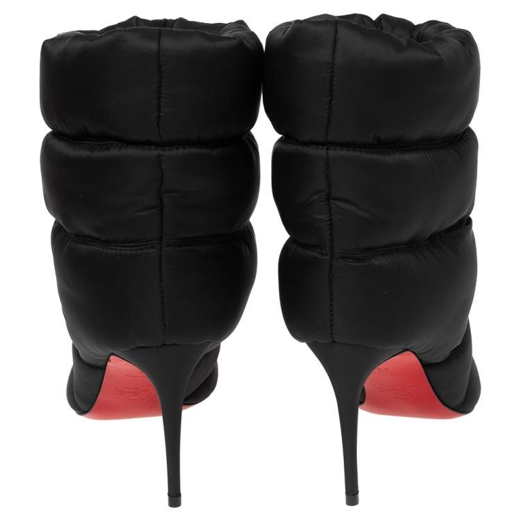 مملوكة مسبقًا Christian Louboutin Black Padded Nylon Astro Puffer Ankle Boots Size 36