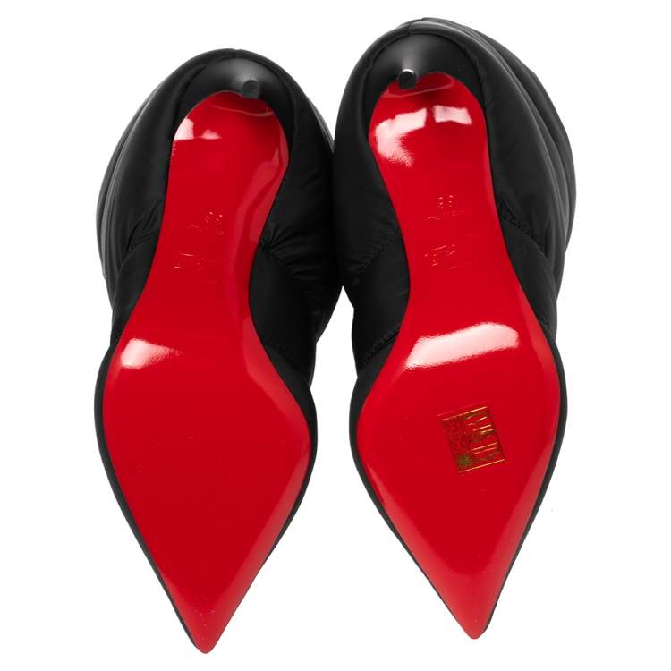 مملوكة مسبقًا Christian Louboutin Black Padded Nylon Astro Puffer Ankle Boots Size 36