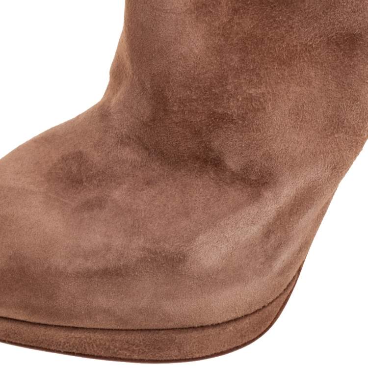 مملوكة مسبقًا Christian Louboutin Brown Suede Botalili Knee Length Boots Size 38.5
