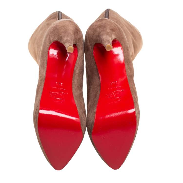 مملوكة مسبقًا Christian Louboutin Brown Suede Botalili Knee Length Boots Size 38.5