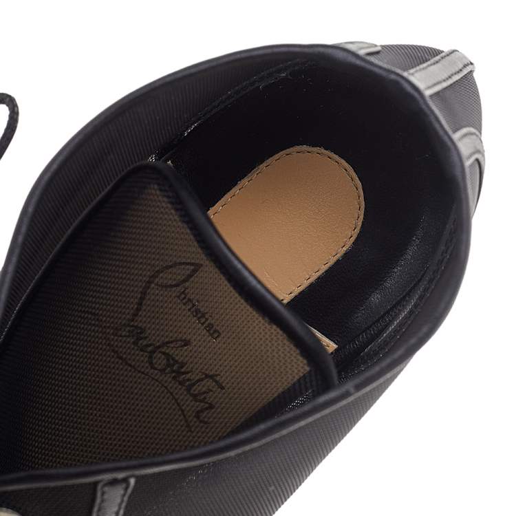 Pre Owned Christian Louboutin Black Mesh Open Ondessa Lace Up Booties Size 38