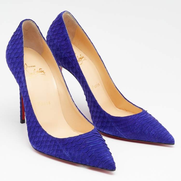 Pre Owned Christian Louboutin Purple Python Leather Decollete Pumps Size 36