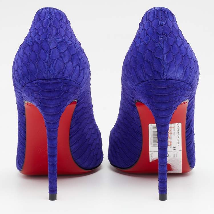Pre Owned Christian Louboutin Purple Python Leather Decollete Pumps Size 36