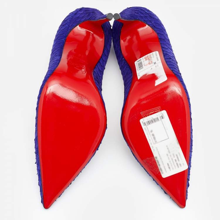 Pre Owned Christian Louboutin Purple Python Leather Decollete Pumps Size 36