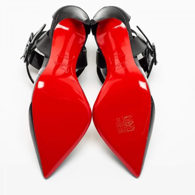 Pre Owned Christian Louboutin Black Leather and PVC Multimiss Pumps Size 36.5