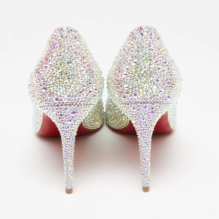 Pre Owned Christian Louboutin Multicolor Leather Strass Degrade Kate Pumps Size 39