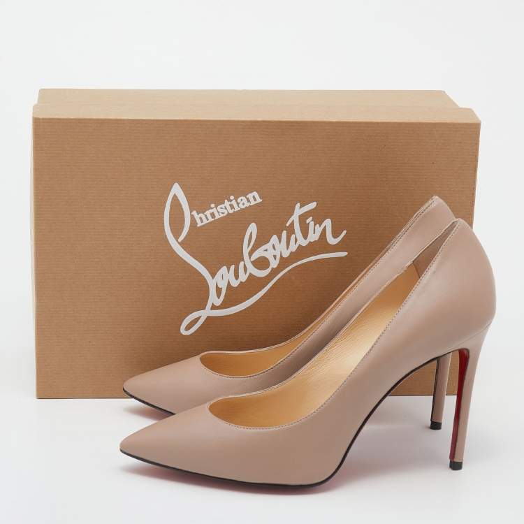 Pre Owned Christian Louboutin Beige Leather Pigalle Pointed Toe Pumps Size 39