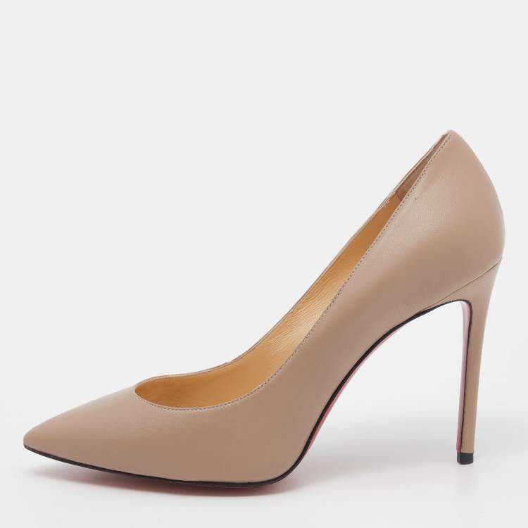 Pre Owned Christian Louboutin Beige Leather Pigalle Pointed Toe Pumps Size 39