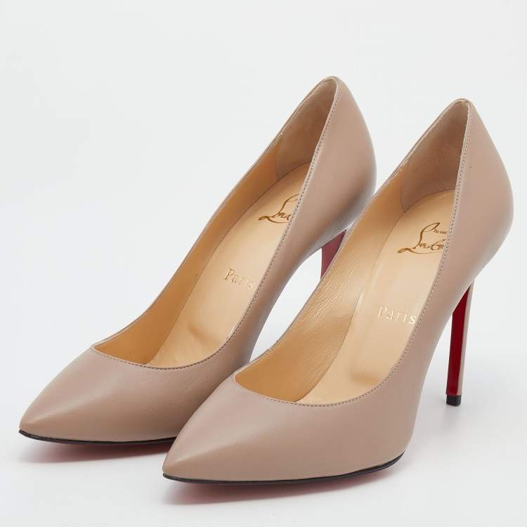 Pre Owned Christian Louboutin Beige Leather Pigalle Pointed Toe Pumps Size 39