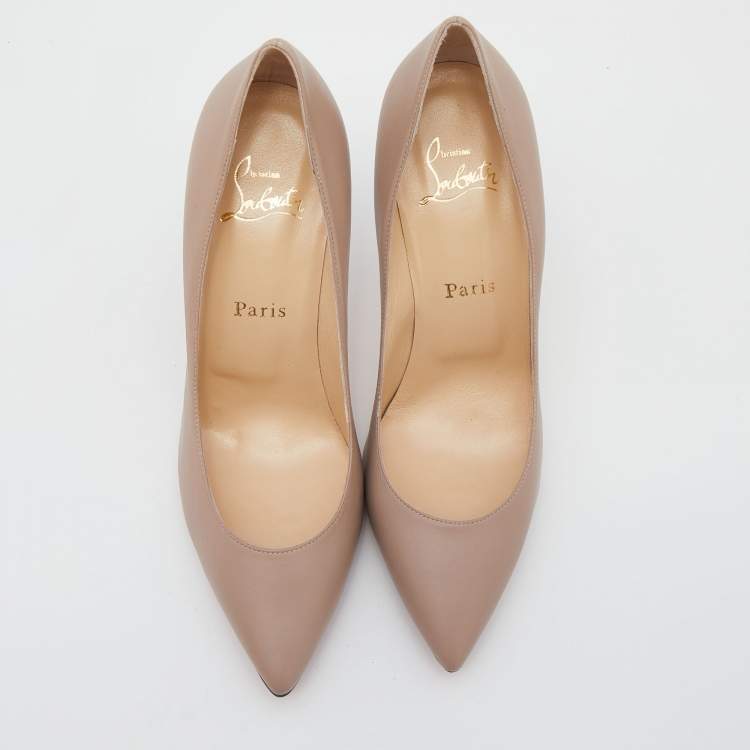 Pre Owned Christian Louboutin Beige Leather Pigalle Pointed Toe Pumps Size 39