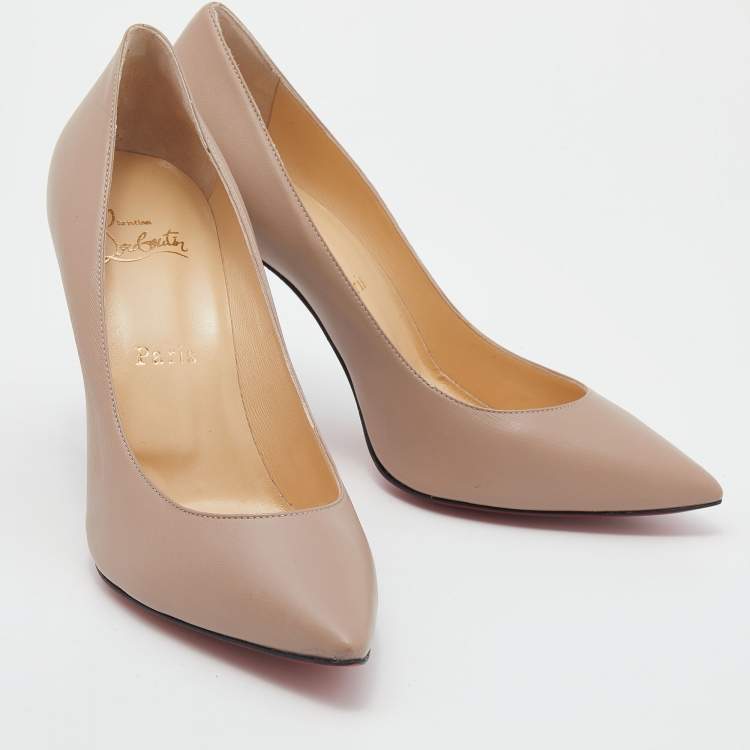 Pre Owned Christian Louboutin Beige Leather Pigalle Pointed Toe Pumps Size 39