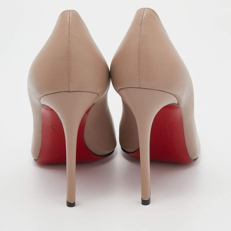 Pre Owned Christian Louboutin Beige Leather Pigalle Pointed Toe Pumps Size 39