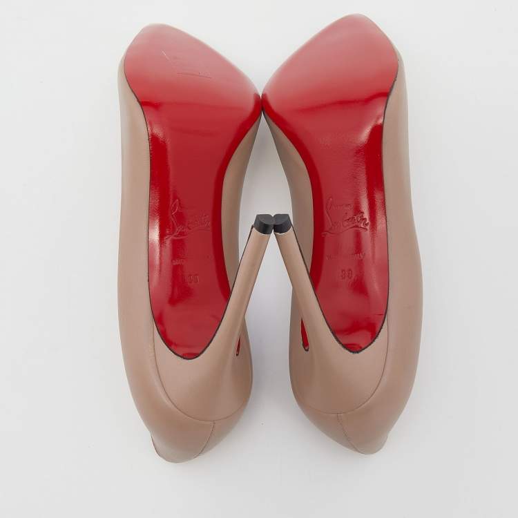 Pre Owned Christian Louboutin Beige Leather Pigalle Pointed Toe Pumps Size 39