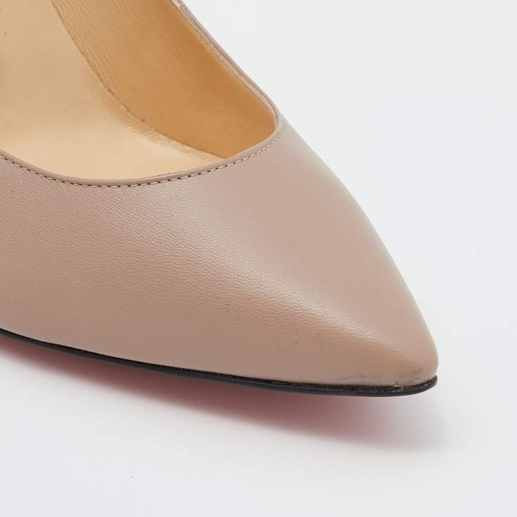 Pre Owned Christian Louboutin Beige Leather Pigalle Pointed Toe Pumps Size 39