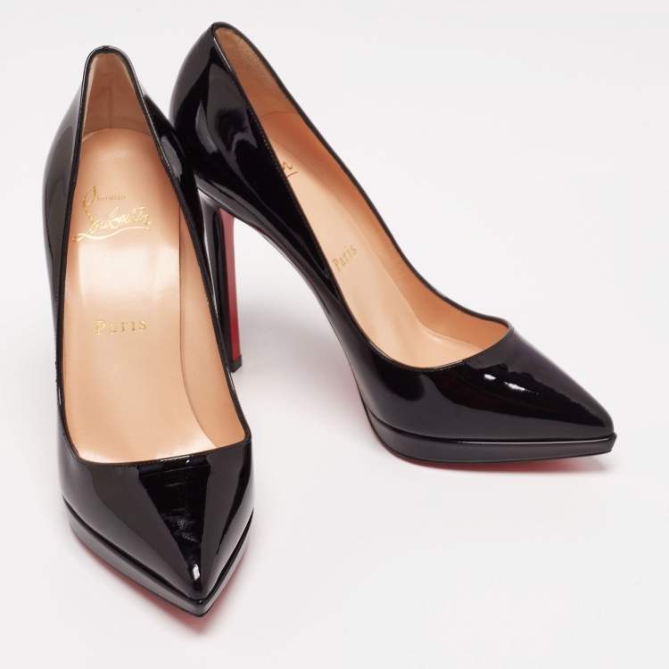 Pre Owned Christian Louboutin Black Patent Leather Pigalle Plato Pumps Size 35.5