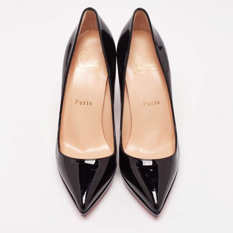 Pre Owned Christian Louboutin Black Patent Leather Pigalle Plato Pumps Size 35.5