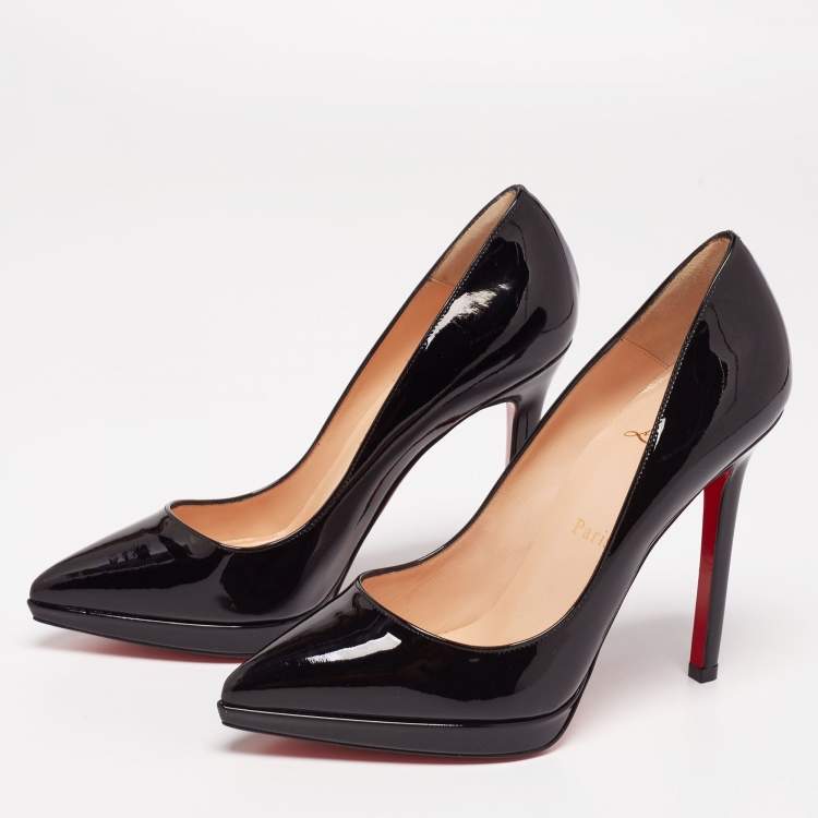 Pre Owned Christian Louboutin Black Patent Leather Pigalle Plato Pumps Size 35.5
