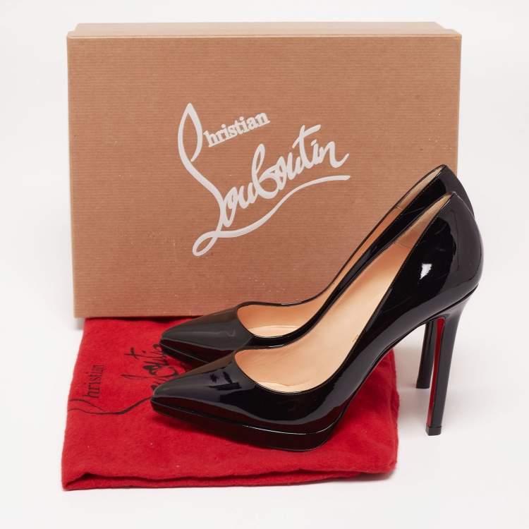 Pre Owned Christian Louboutin Black Patent Leather Pigalle Plato Pumps Size 35.5