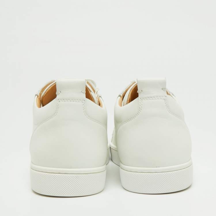 Pre Owned Christian Louboutin White Leather Gondola Strass Low Top Sneakers Size 41