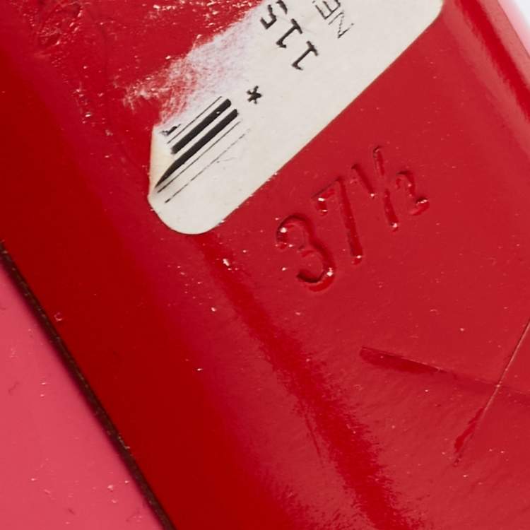 Pre Owned Christian Louboutin Pink Patent Leather New Very Prive Peep-Toe Pumps Size 37.5