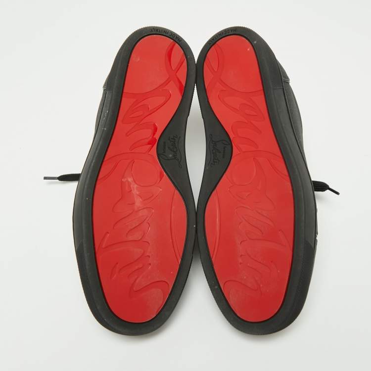 مملوكة مسبقًا Christian Louboutin Black Vieira Glitter Orlato Lace Up Sneakers Size 36.5