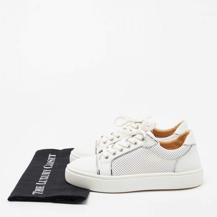 Pre Owned Christian Louboutin White Leather Christ Low-Top Sneakers Size 37