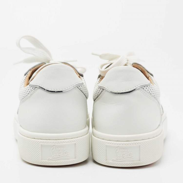 Pre Owned Christian Louboutin White Leather Christ Low-Top Sneakers Size 37