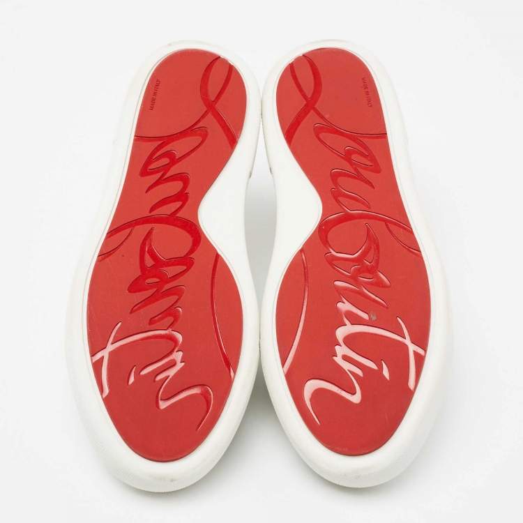 Pre Owned Christian Louboutin White Leather Christ Low-Top Sneakers Size 37