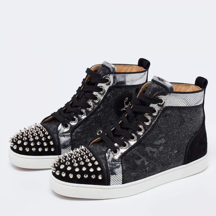 Christian Louboutin Black Lou Spikes High-top Sneakers In Black