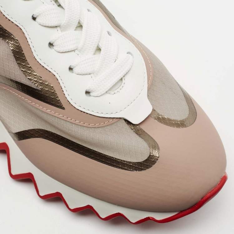 Pre Owned Christian Louboutin Tri-Color Leather and Net Sharkina Sneakers Size 38
